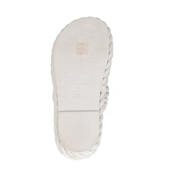 VALENTINO GARAVANI White Braided Leather Slide Sandals Size 36 US 6
